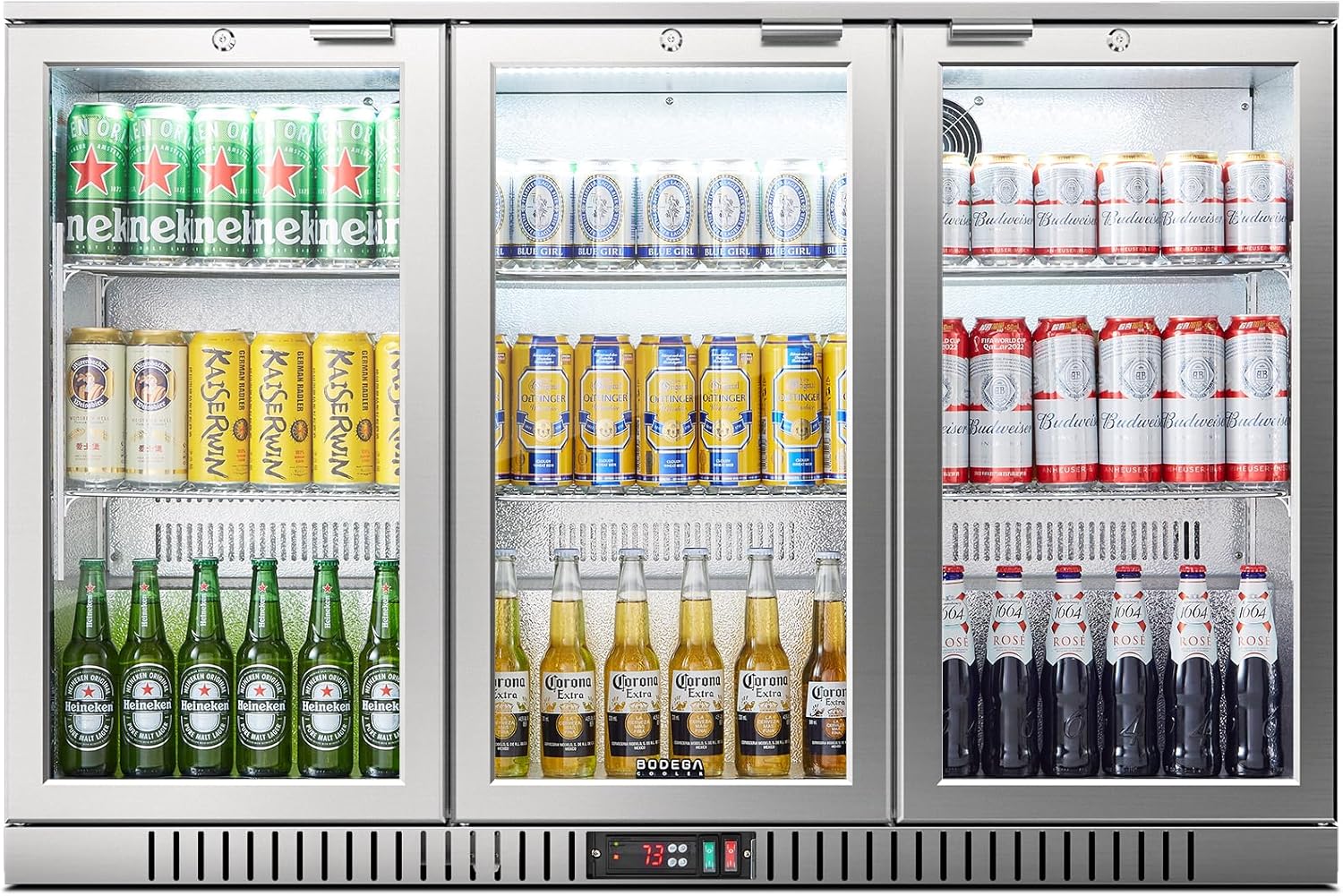 BODEGACOOLER 11.4 Cu.Ft Commercial Back Bar Cooler with 3 Doors