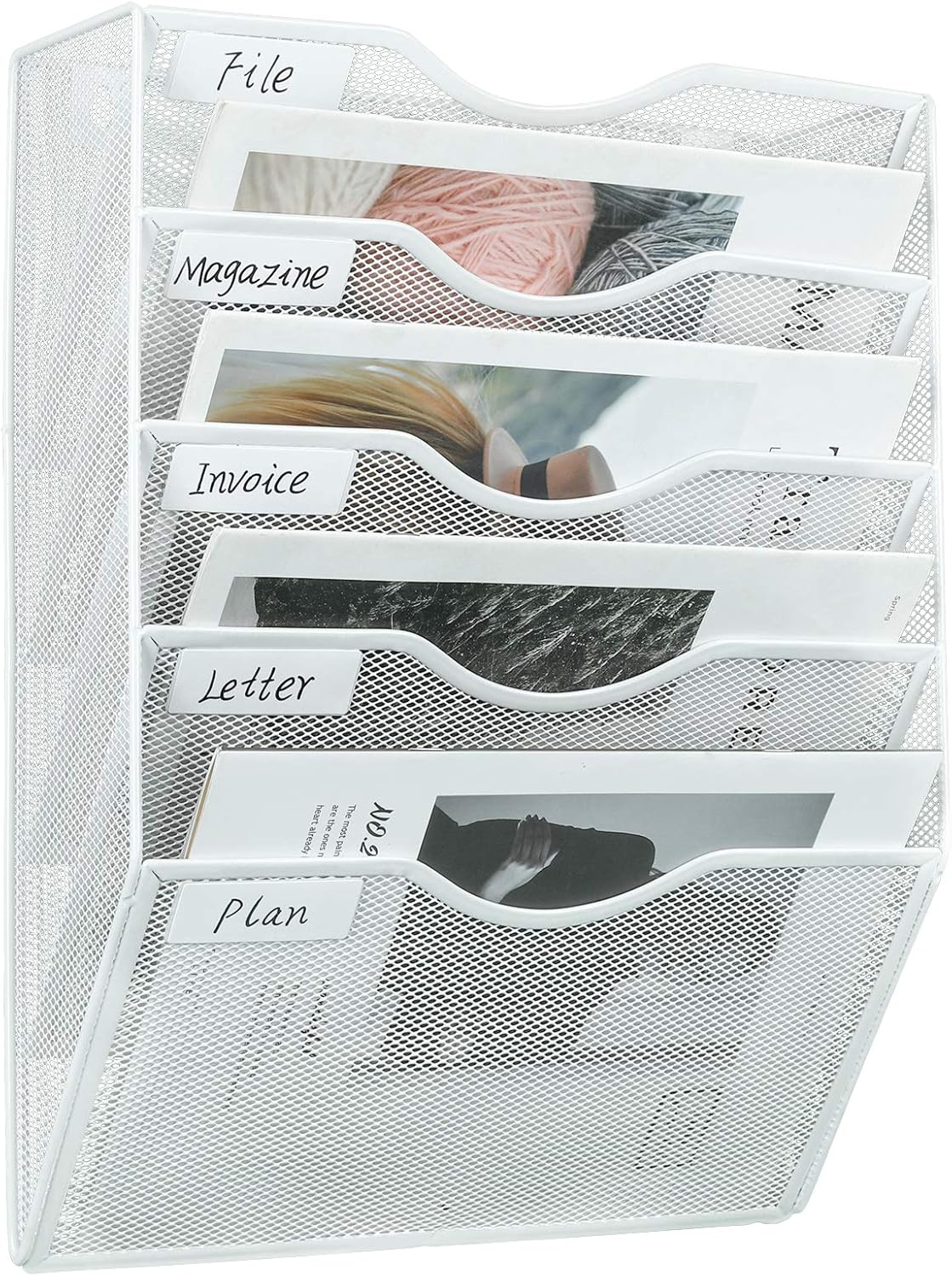 5-Tier White Wall Mount Letter Rack by PAG