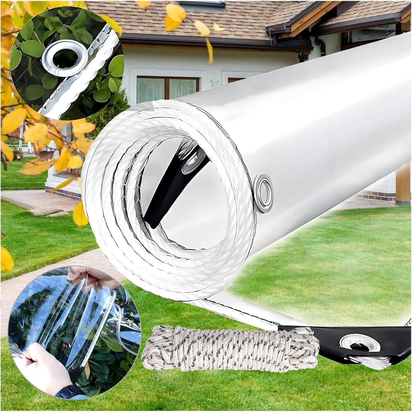 8ft x 8ft Heavy Duty Waterproof PVC Transparent Tarps for All Uses