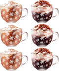 Christmas Glass Coffee Mugs Set of 6 - Clear 16 oz Holiday Irish