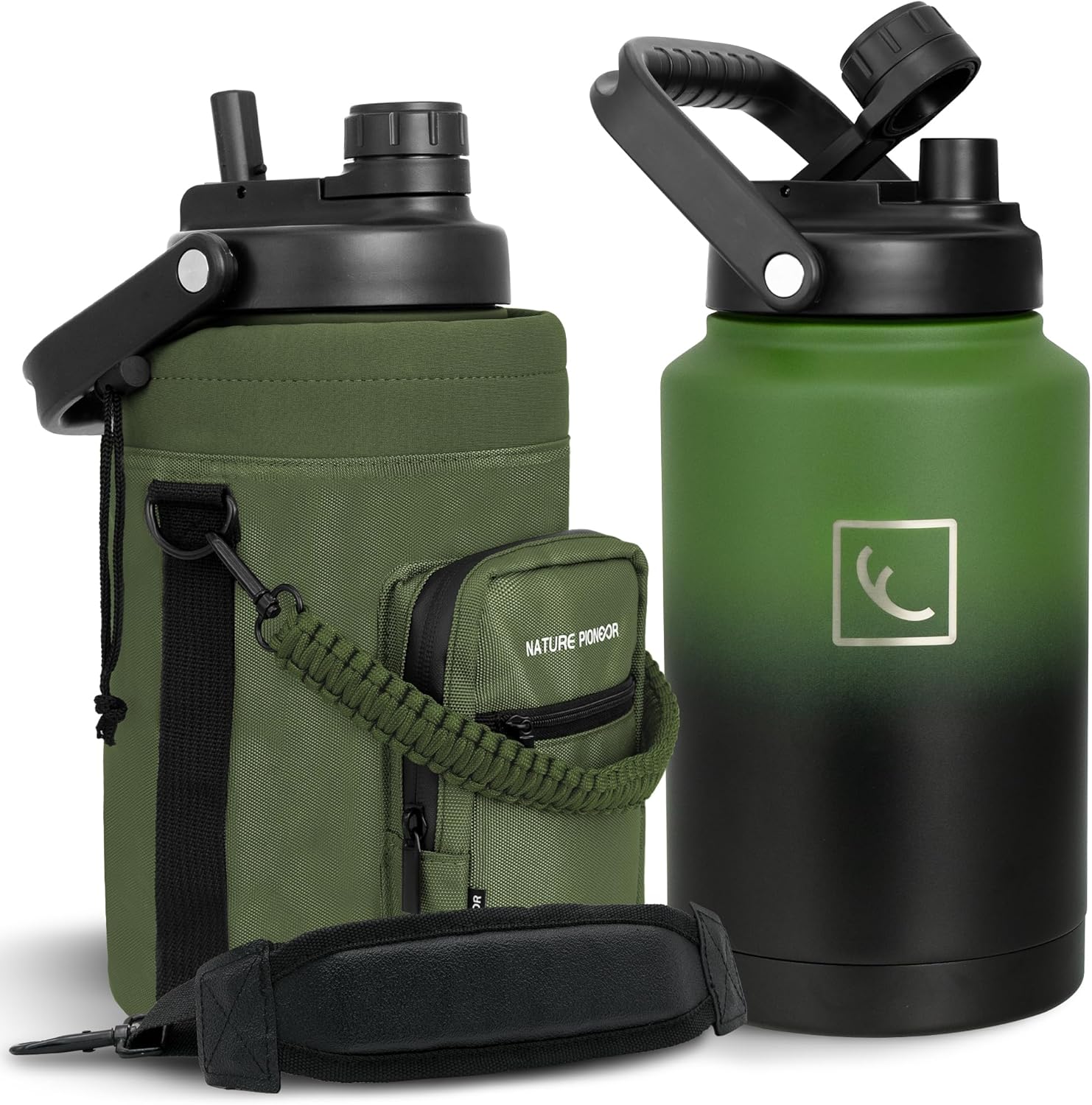 NATURE PIONEOR Insulated One Gallon Water Bottle with Holder