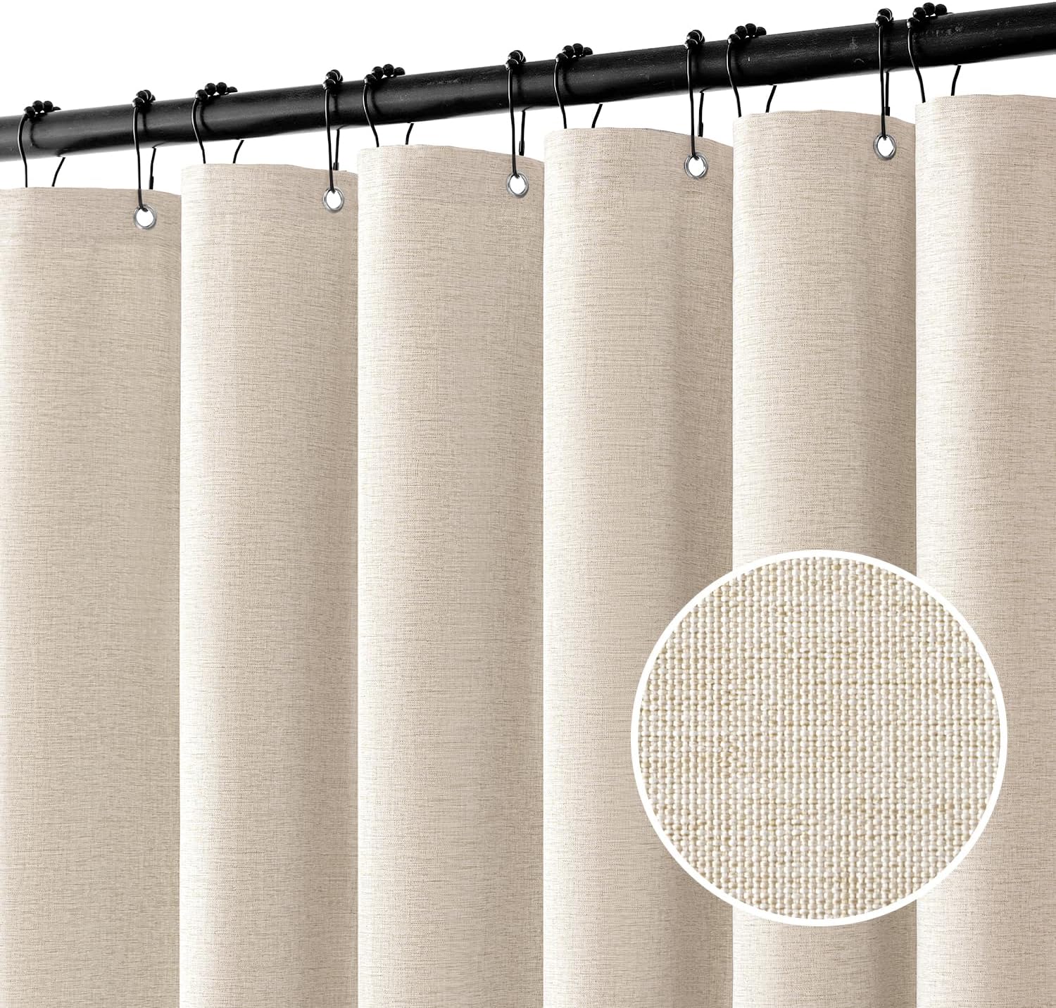 MIULEE Extra Wide Linen Shower Curtain Set for Elegant Bathrooms