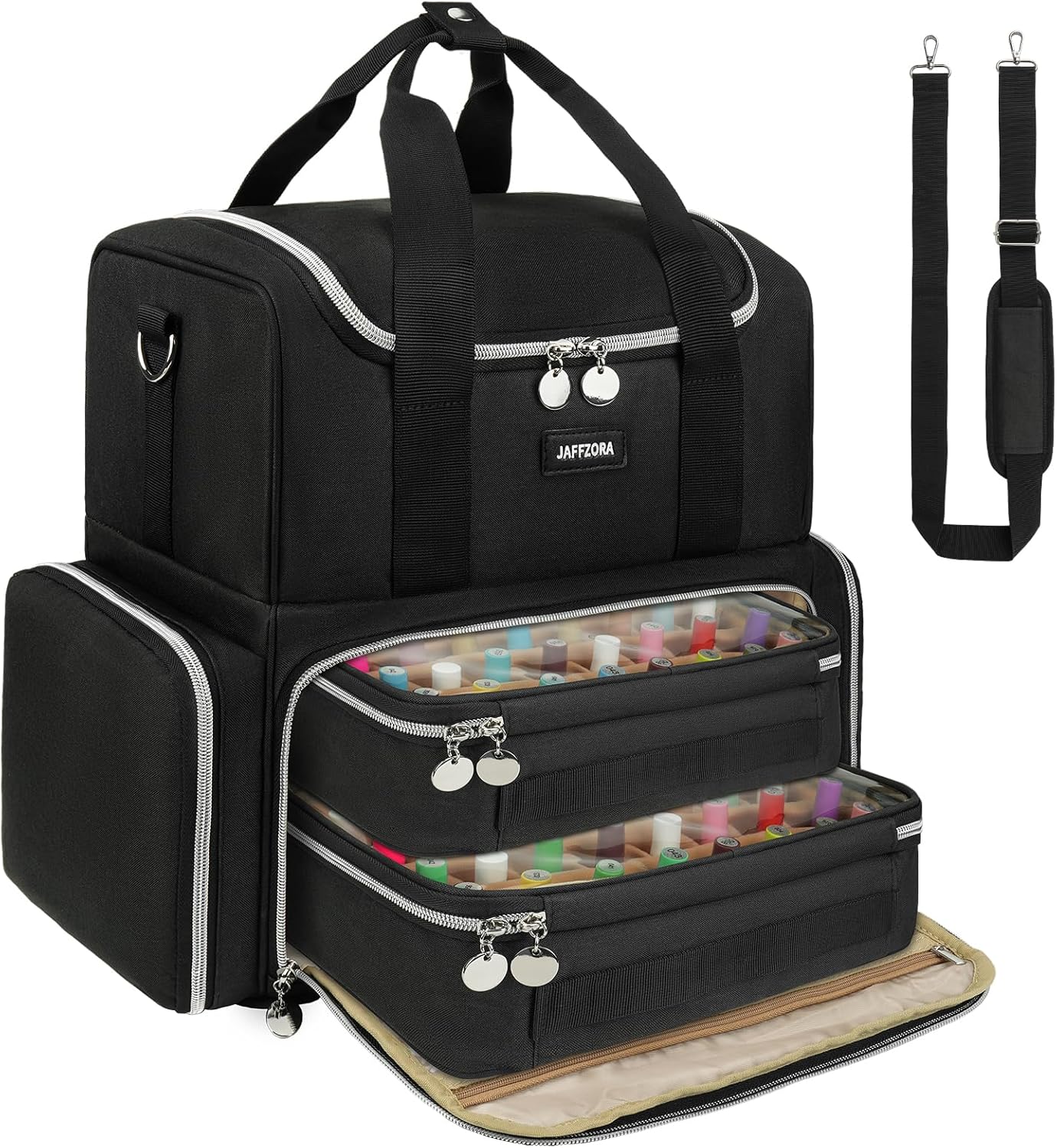 Large Double Layer Nail Polish Organizer Case for Nail Supplies