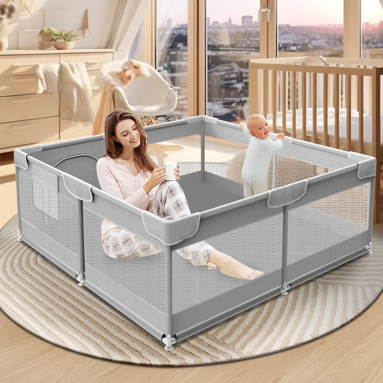 XVISHX Baby Playpen: Safe Play Space for Babies & Toddlers