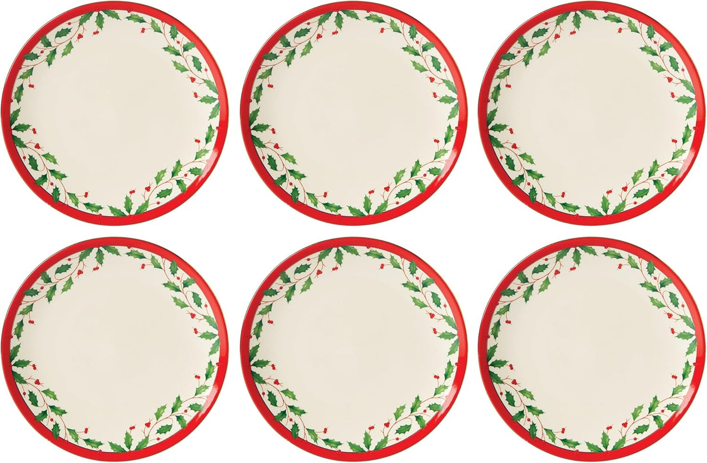 Lenox Holiday 6-Piece Accent Plate Set for Christmas Hosting