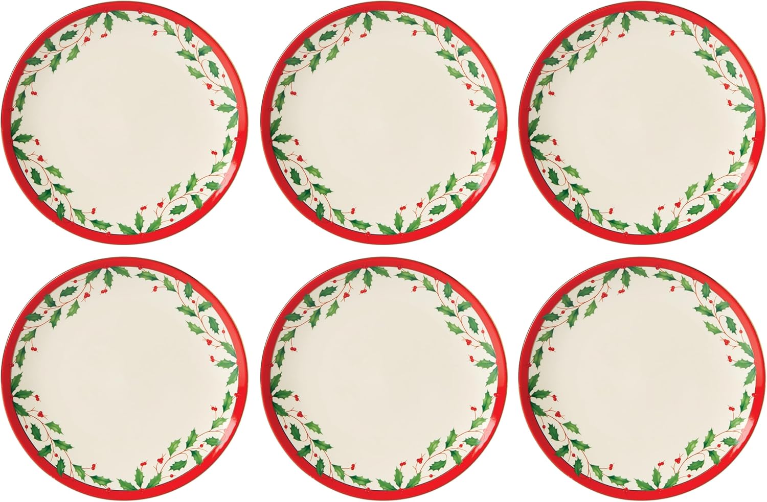 Lenox Holiday 6-Piece Accent Plate Set for Christmas Hosting