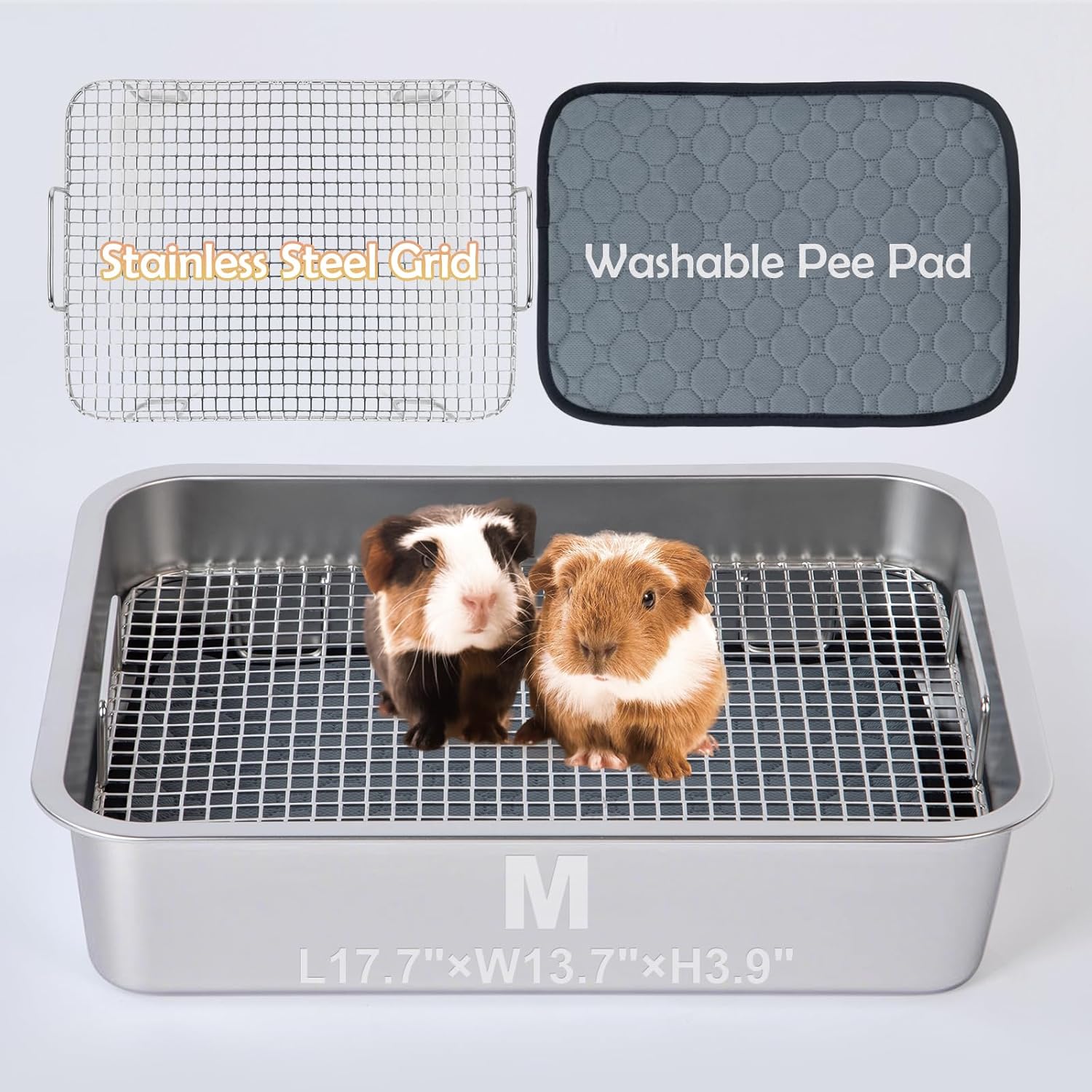 MEEXPAWS Stainless Steel Guinea Pig Litter Box for Easy Clean