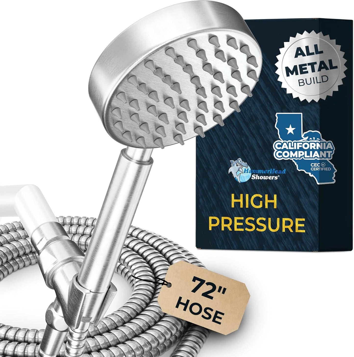 HammerHead Showers Solid Metal Low Flow Handheld Shower Head