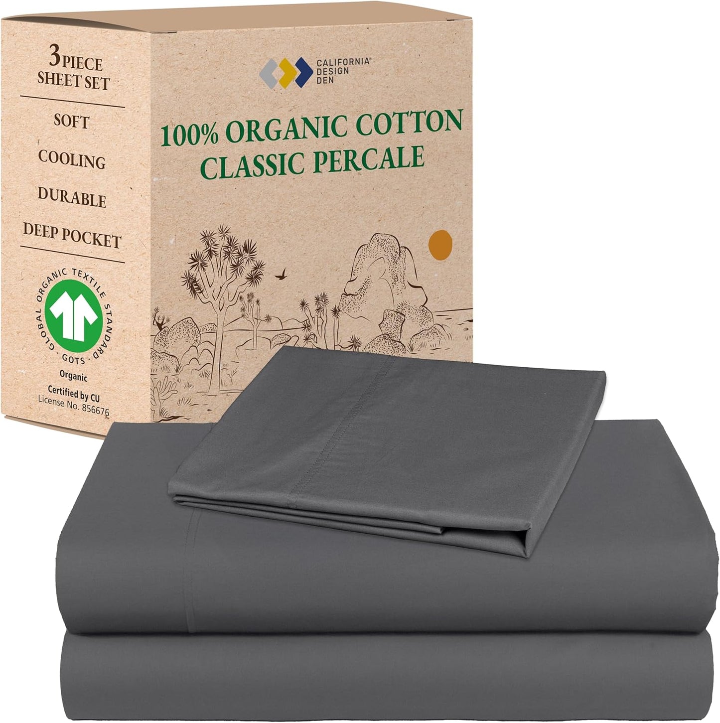 California Design Den Twin Sheets Set - Organic Cotton Bedding