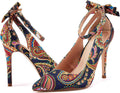 Pointed Toe D'Orsay Pumps with Bow - Elegant Ankle Strap Heels Women's