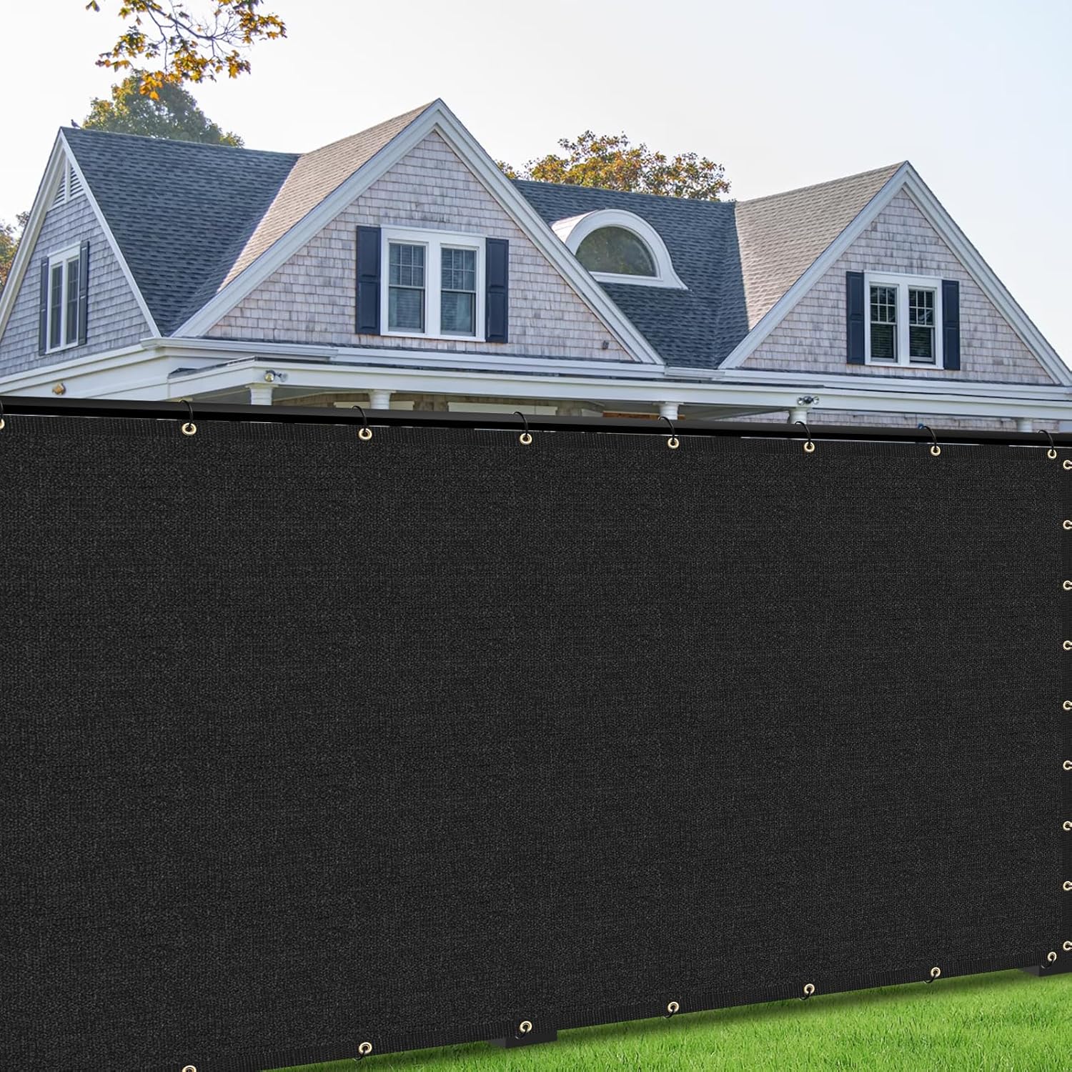 7ft x 54ft Custom Black Privacy Screen Fence Cover for Outdoor Use