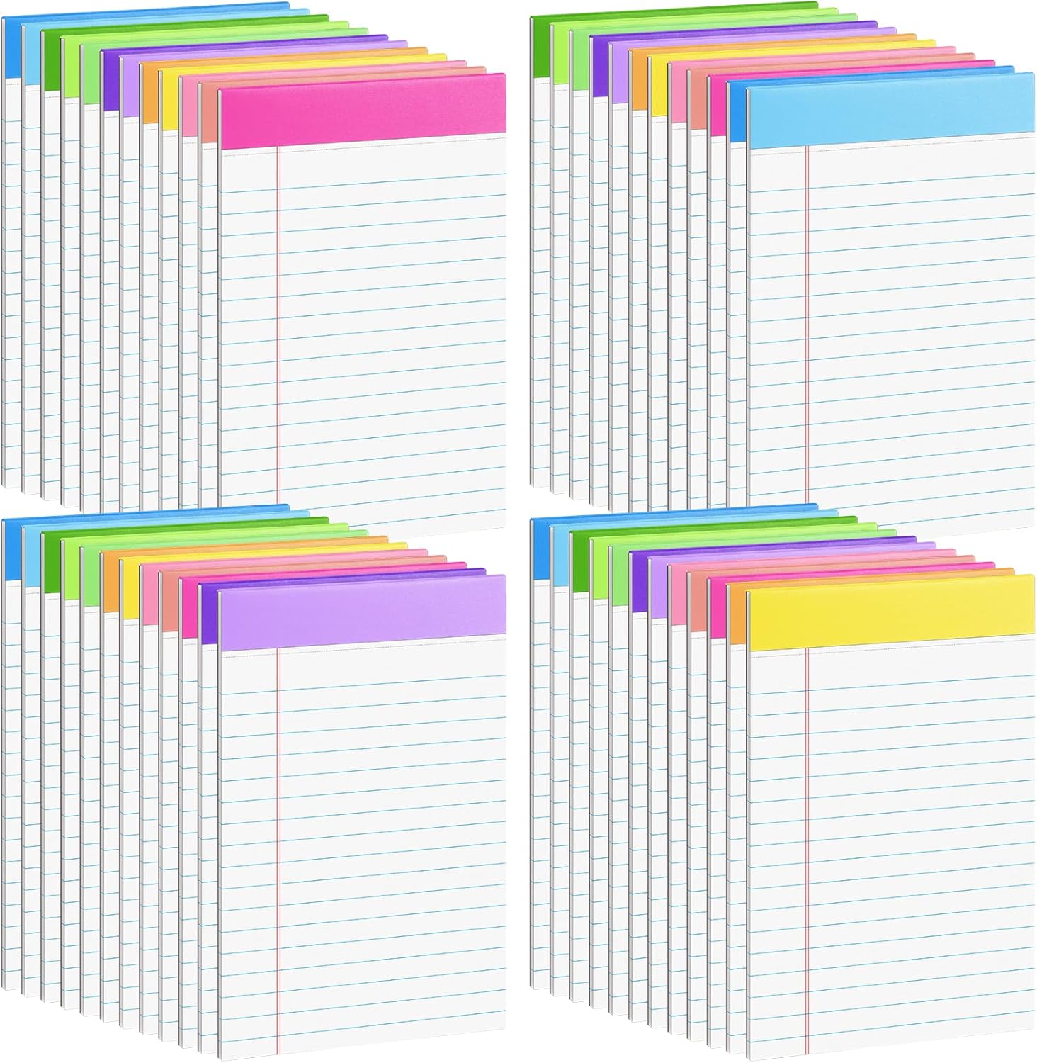 36 Pack 5x8 Inch Rainbow Notepad for Work and Study Needs