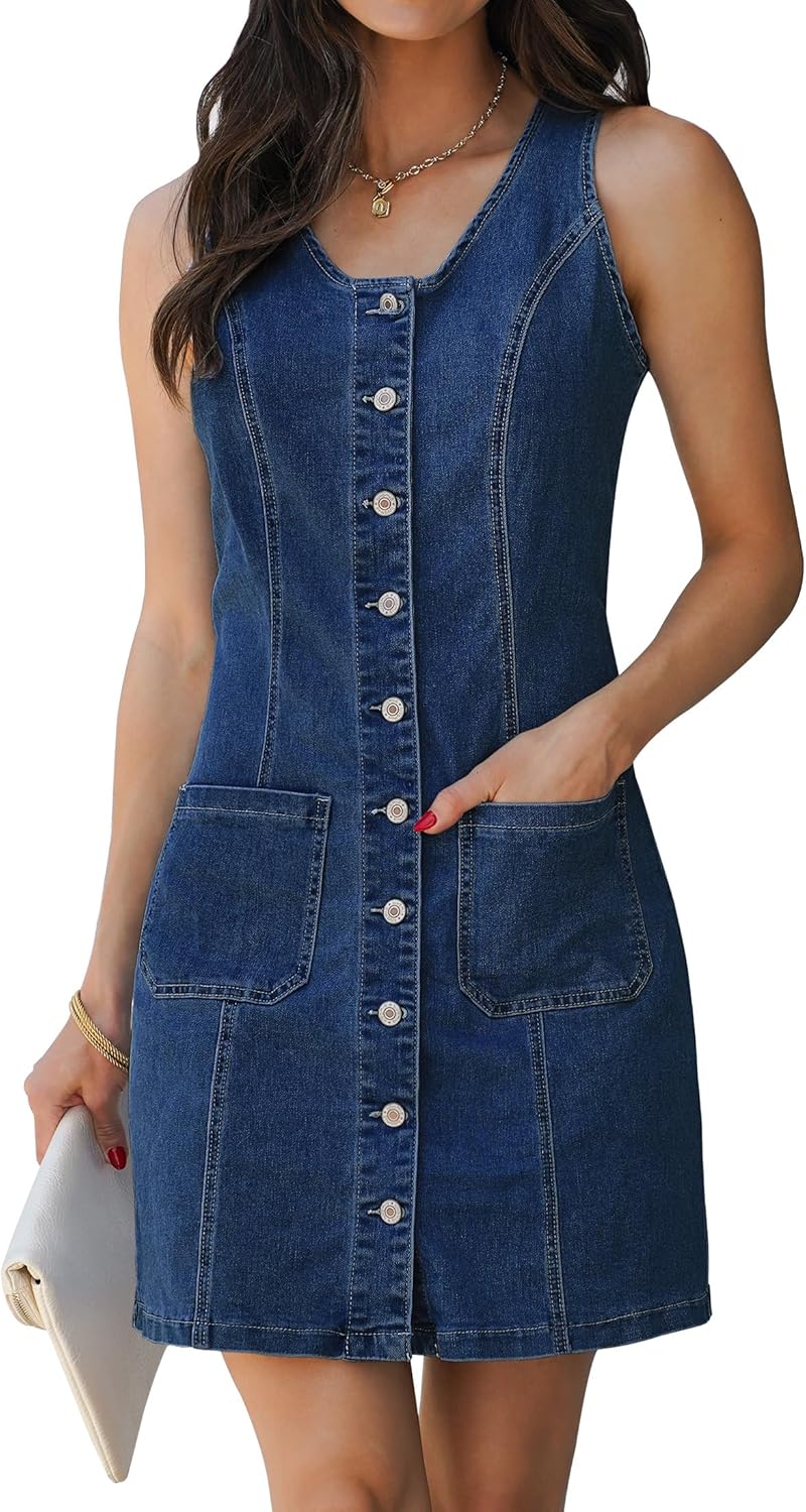 Luvamia Sleeveless Denim Dresses for Women - Casual Summer Style