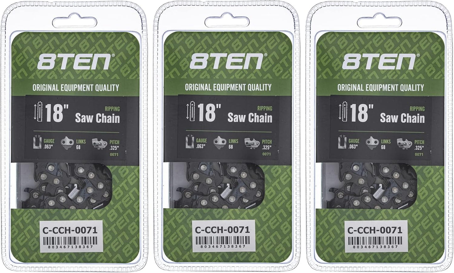 8TEN Ripping Chainsaw Chain 18 Inch for Stihl MS250 and More