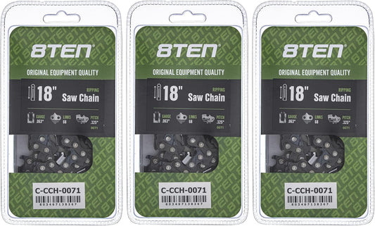 8TEN Ripping Chainsaw Chain 18 Inch for Stihl MS250 and More