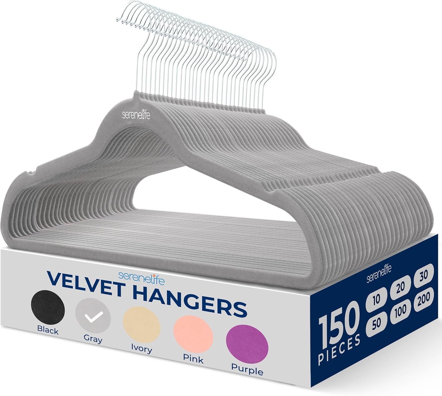 150 Pack Velvet Hangers - Non-Slip with 360 Swivel Hook