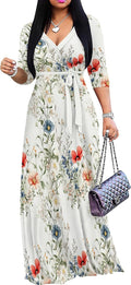 Plus Size Women's Maxi Dress - Bohemian 3/4 Sleeve Swing