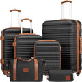 Coolife 6 Piece Luggage Set - Durable Hardside and Travel Bags