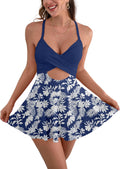 Cutout One Piece Skirt Swimsuit V Neck Wrap Tie Back - Flattering Fit