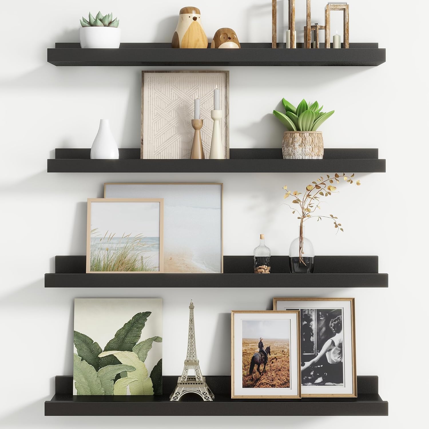 Floating Picture Ledge Shelves Set of 4 for Home Decor