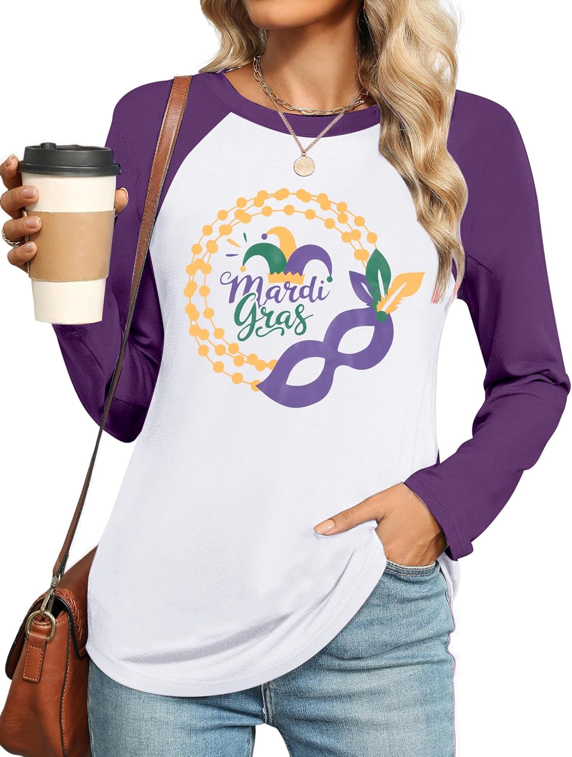 Mardi Gras Glitter Mask Shirt - Festive Carnival Style by JINTING