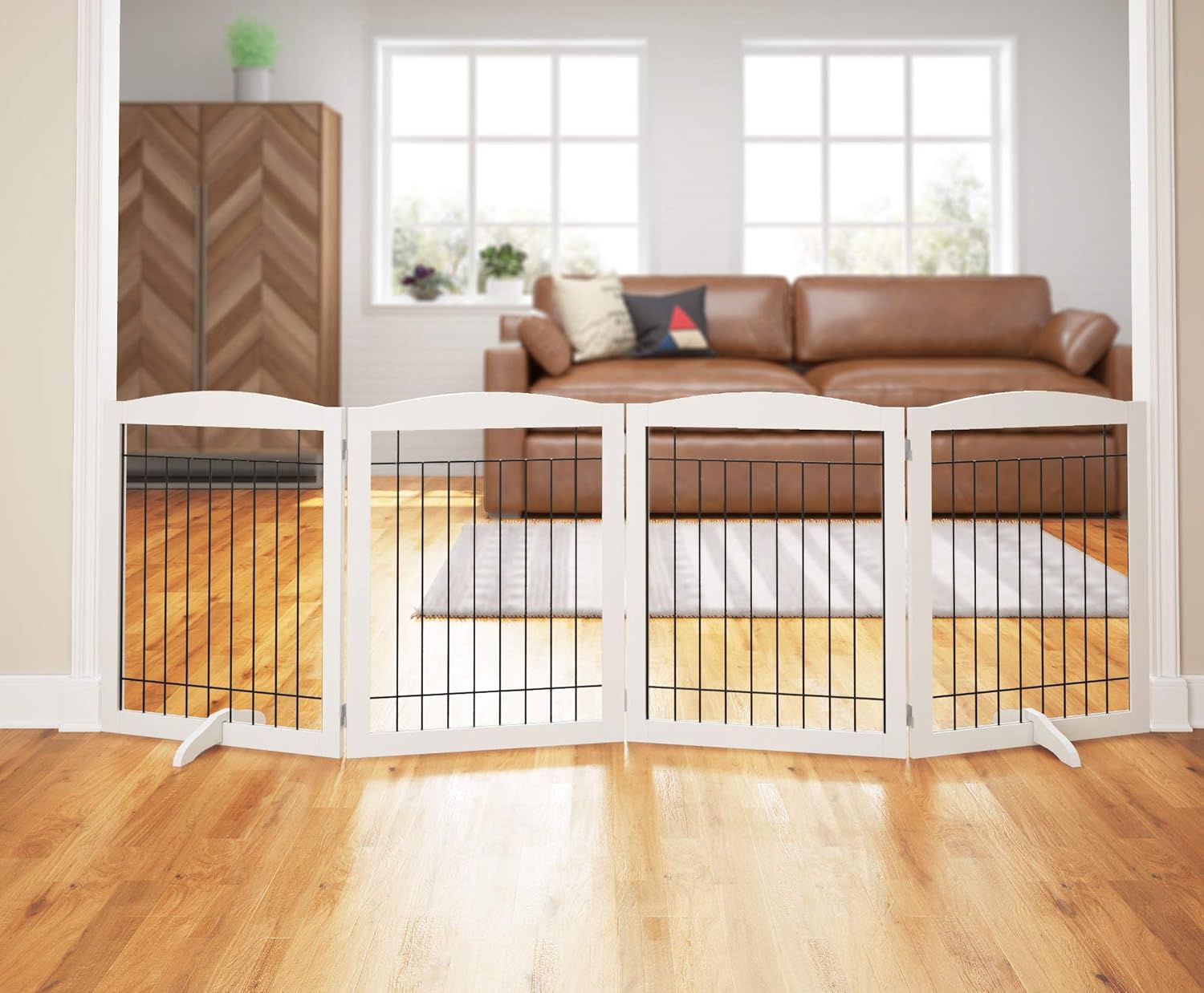 PAWLAND Extra Wide Dog Gate for Indoor Use, 96 in Wide