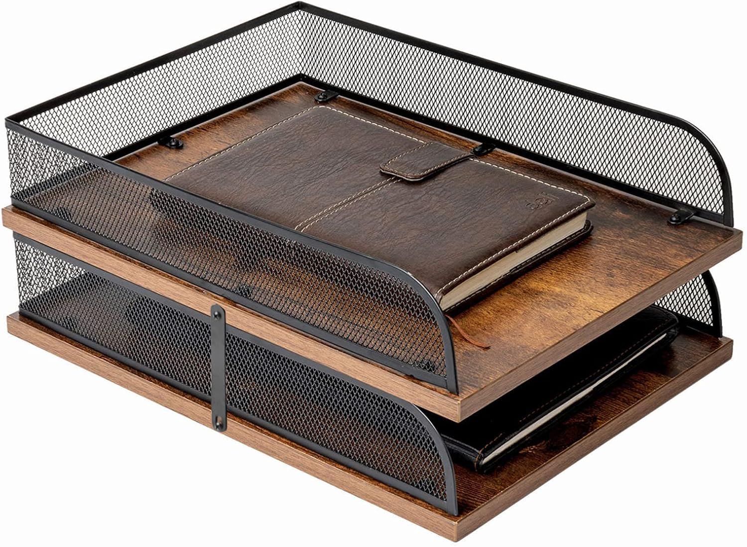 Vintage Wood & Metal Letter Tray Set - Organize in Style!