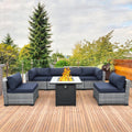 Valita 7 Piece Outdoor PE Wicker Sectional Sofa Set - Adjustable Gas