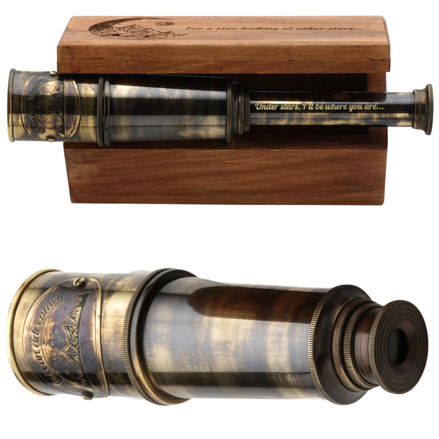 Personalized Working Spyglass Telescope with Engravable Box