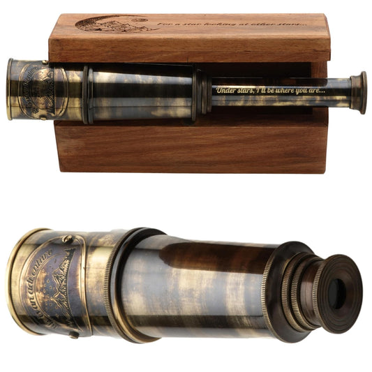 Personalized Working Spyglass Telescope with Engravable Box