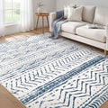5x7 Area Rug Living Room - Machine Washable Boho Moroccan Navy