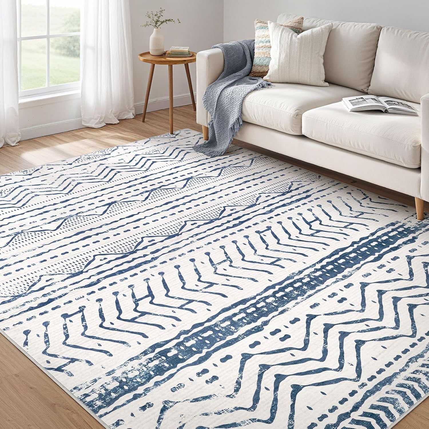 Machine Washable 5x7 Area Rug for Living Room and Bedroom