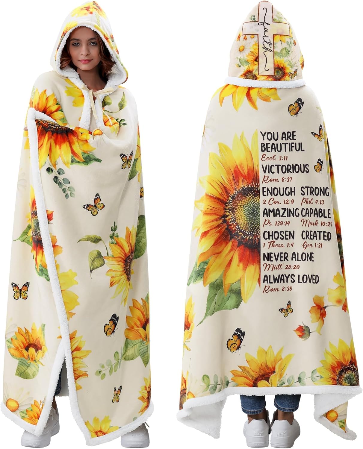 Sunflower Bible Verse Hoodie - Faithful Christian Gift