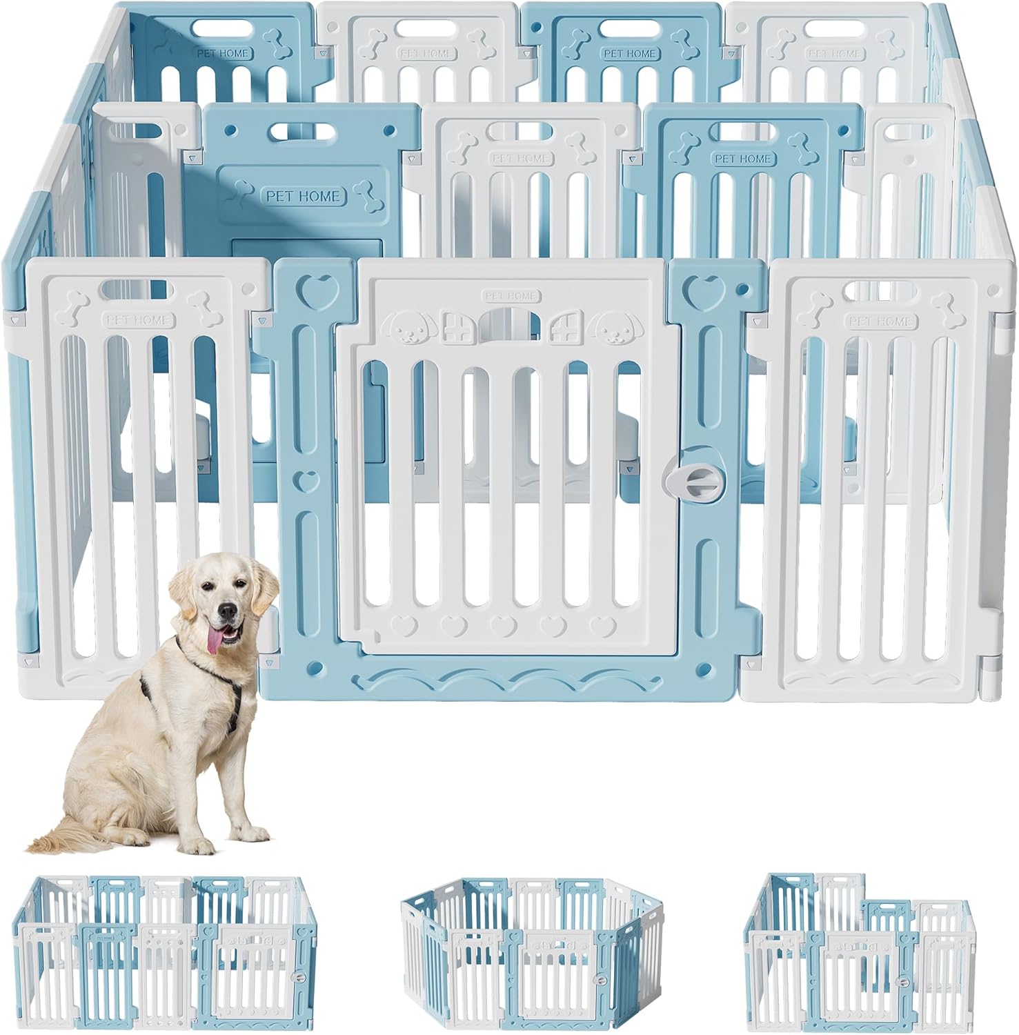2 Room Dog Playpen with Door for Flexible Space Combination