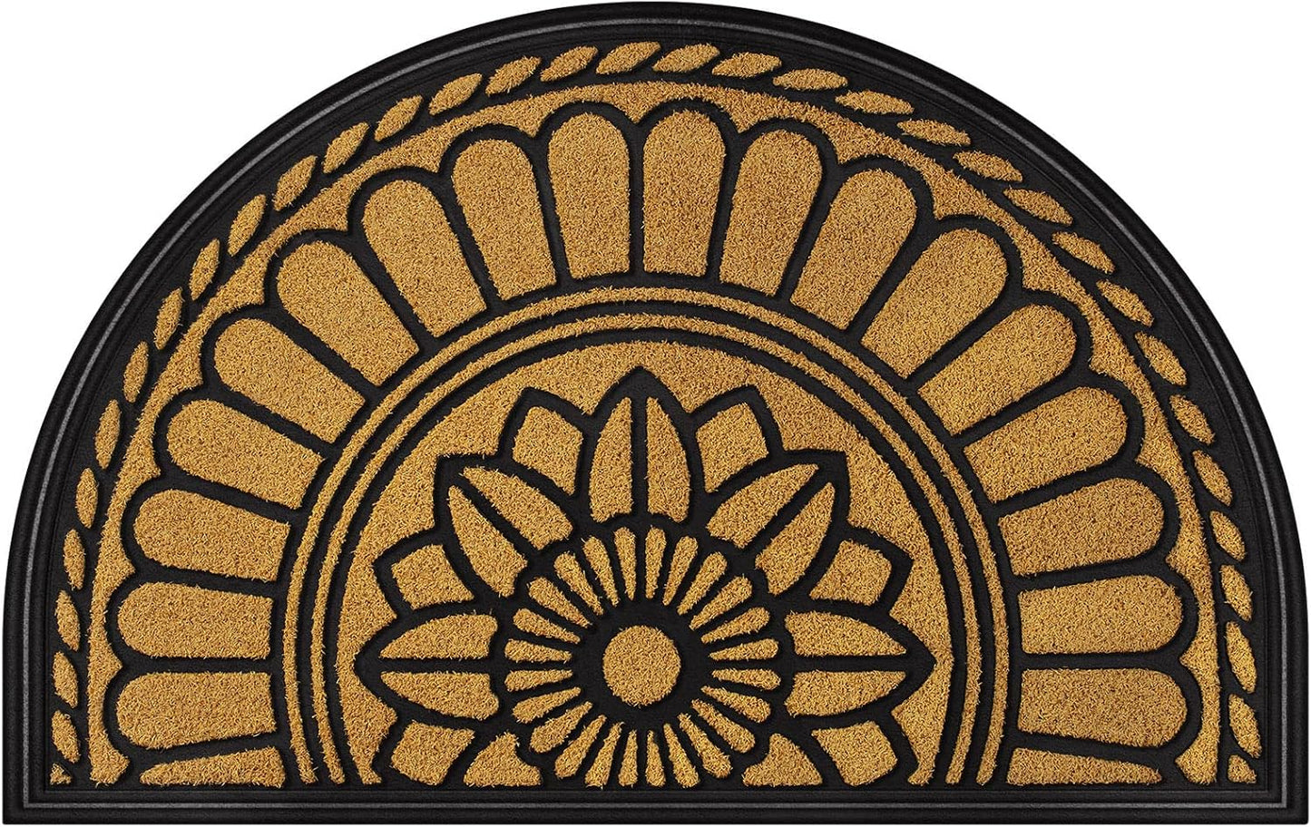 Mibao Half Round Door Mat for High Traffic Areas, Yellow