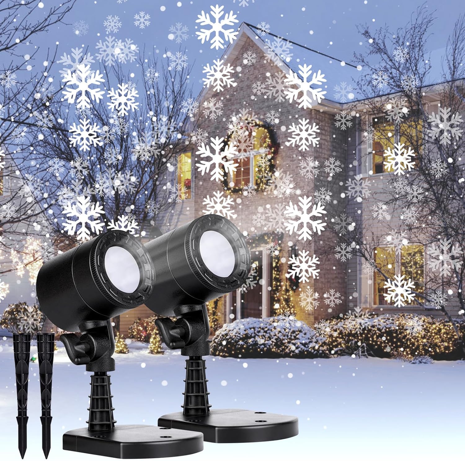 Rotating Snowfall Lights - Festive Holiday Glow