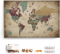 Canvas World Map Pin Board 120x80 cm - English Lettering Pattern 12