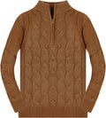 Boys 1/4 Zip Pullover Sweater Solid Cable Knit Top - Warm Everyday