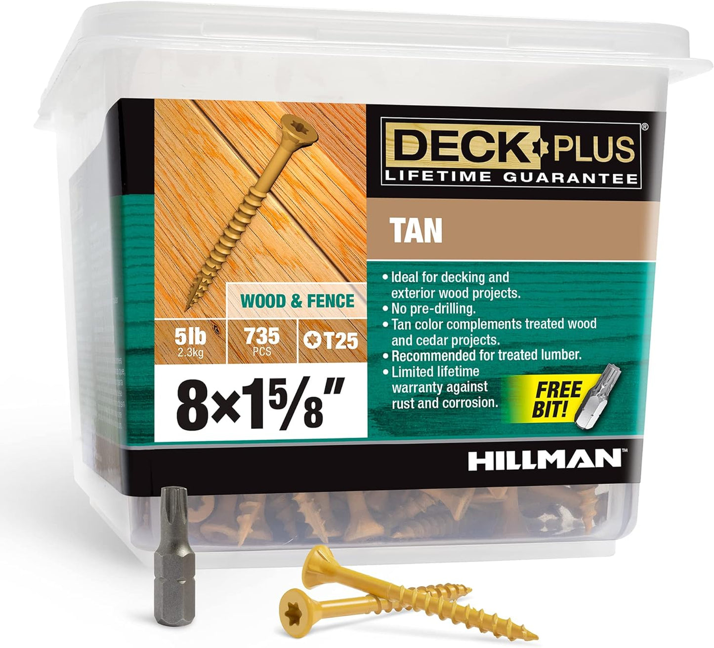 Deck Plus 1-5/8 Inch Epoxy Coated Exterior Wood Screws