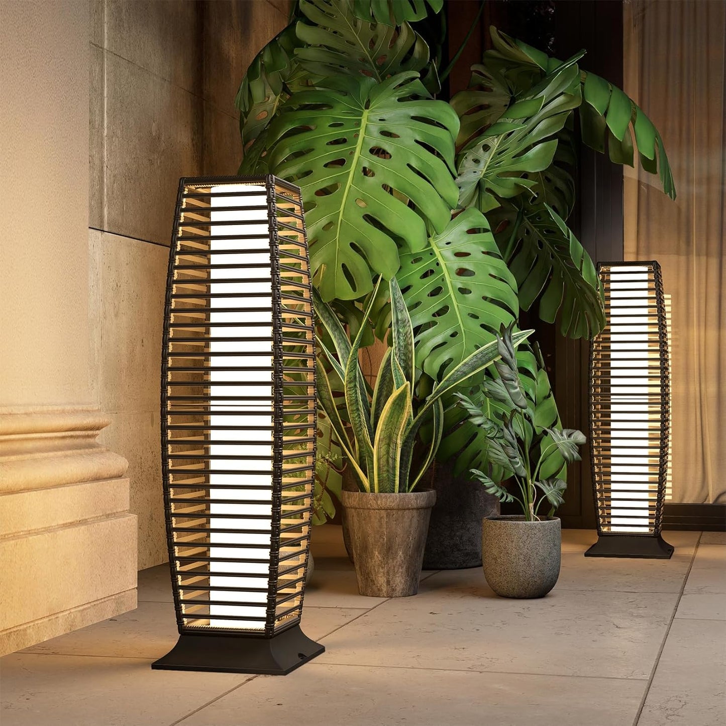 Grand patio Outdoor Floor Lamp Solar Powered Lantern for Deck