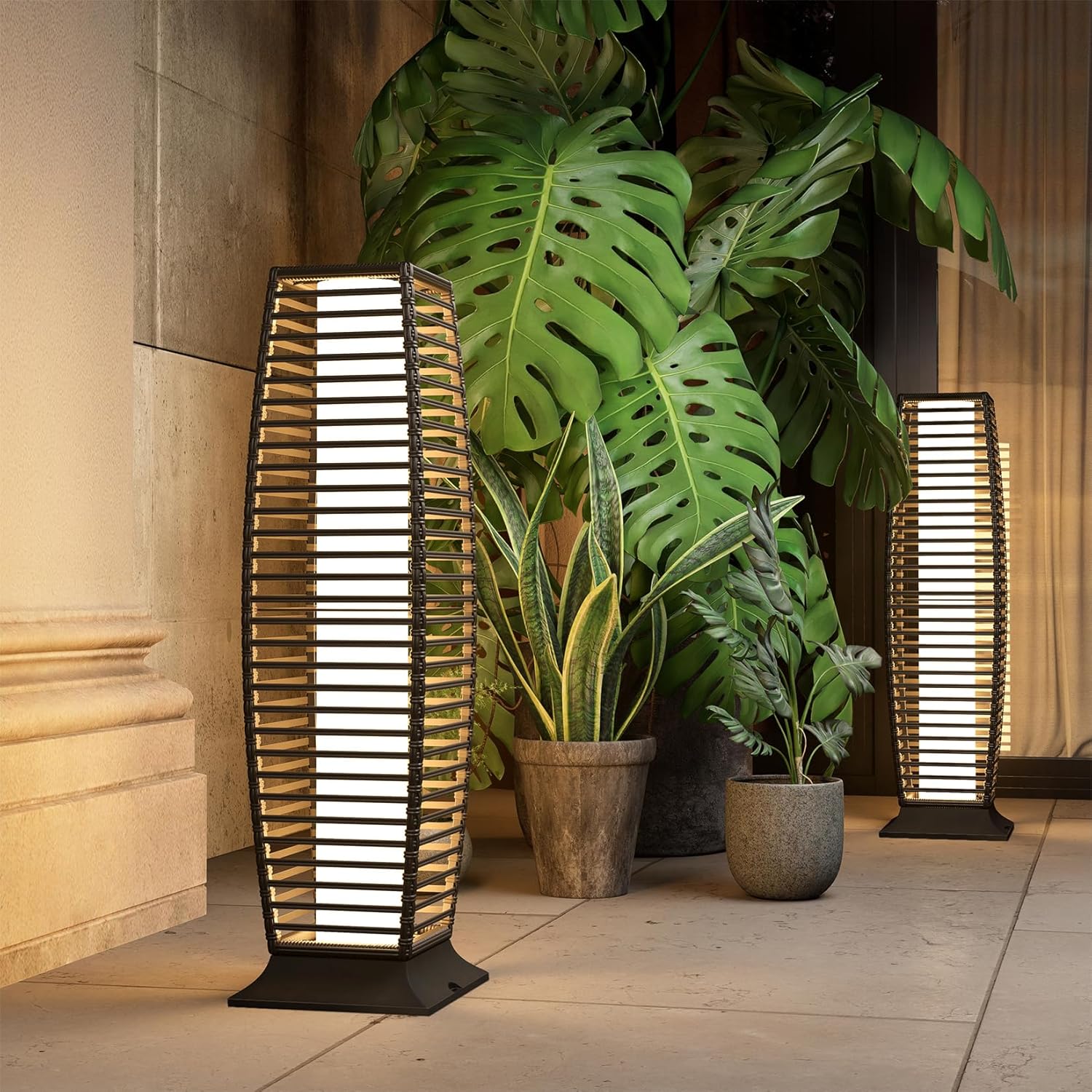 Grand patio Outdoor Floor Lamp Solar Powered Lantern for Deck