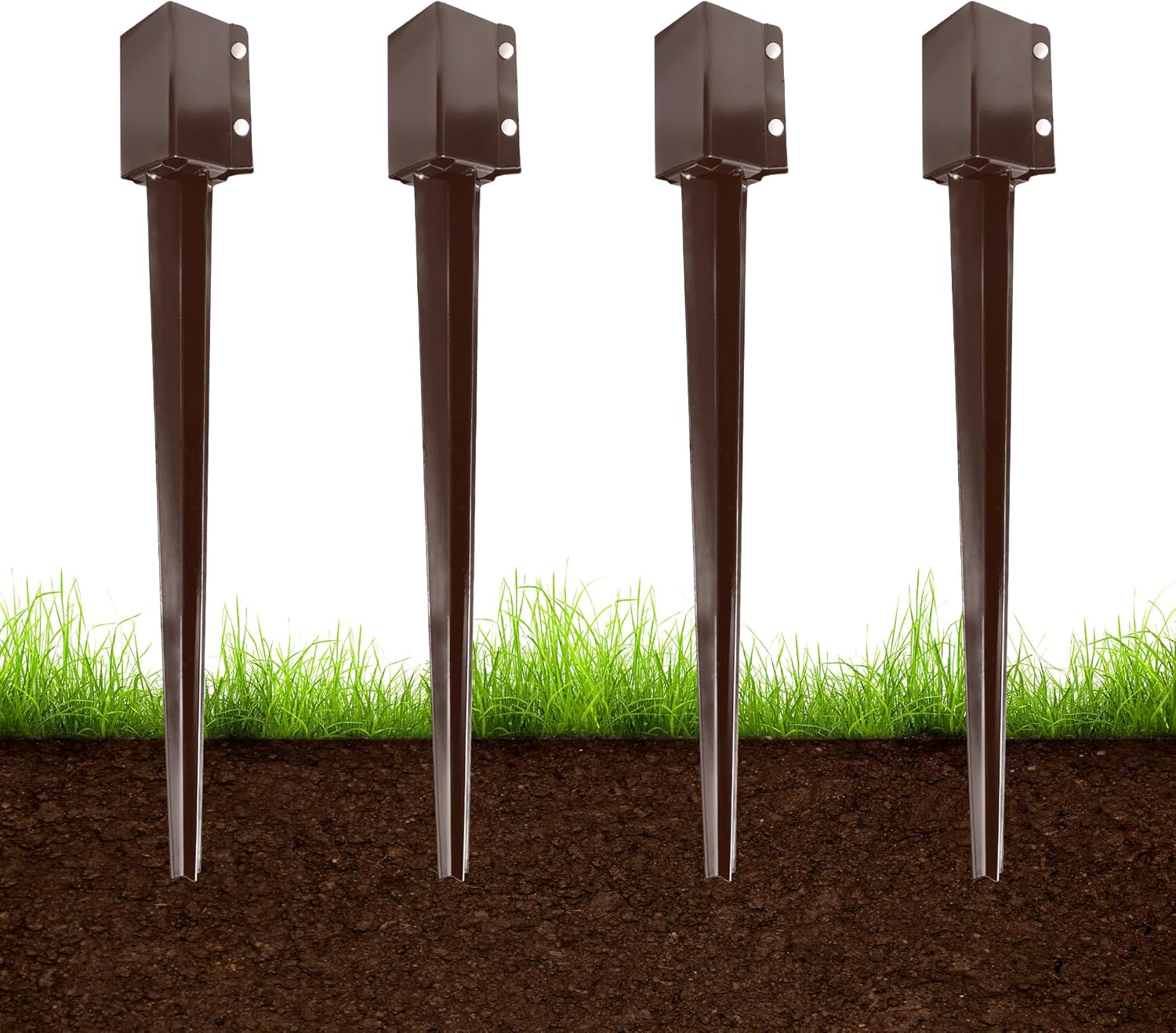 Heavy Duty Metal Fence Post Anchor for 4x4 Posts - Pack of 4