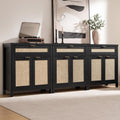 SICOTAS Sideboard Buffet Storage Cabinet Set of 3 - Stylish Rattan