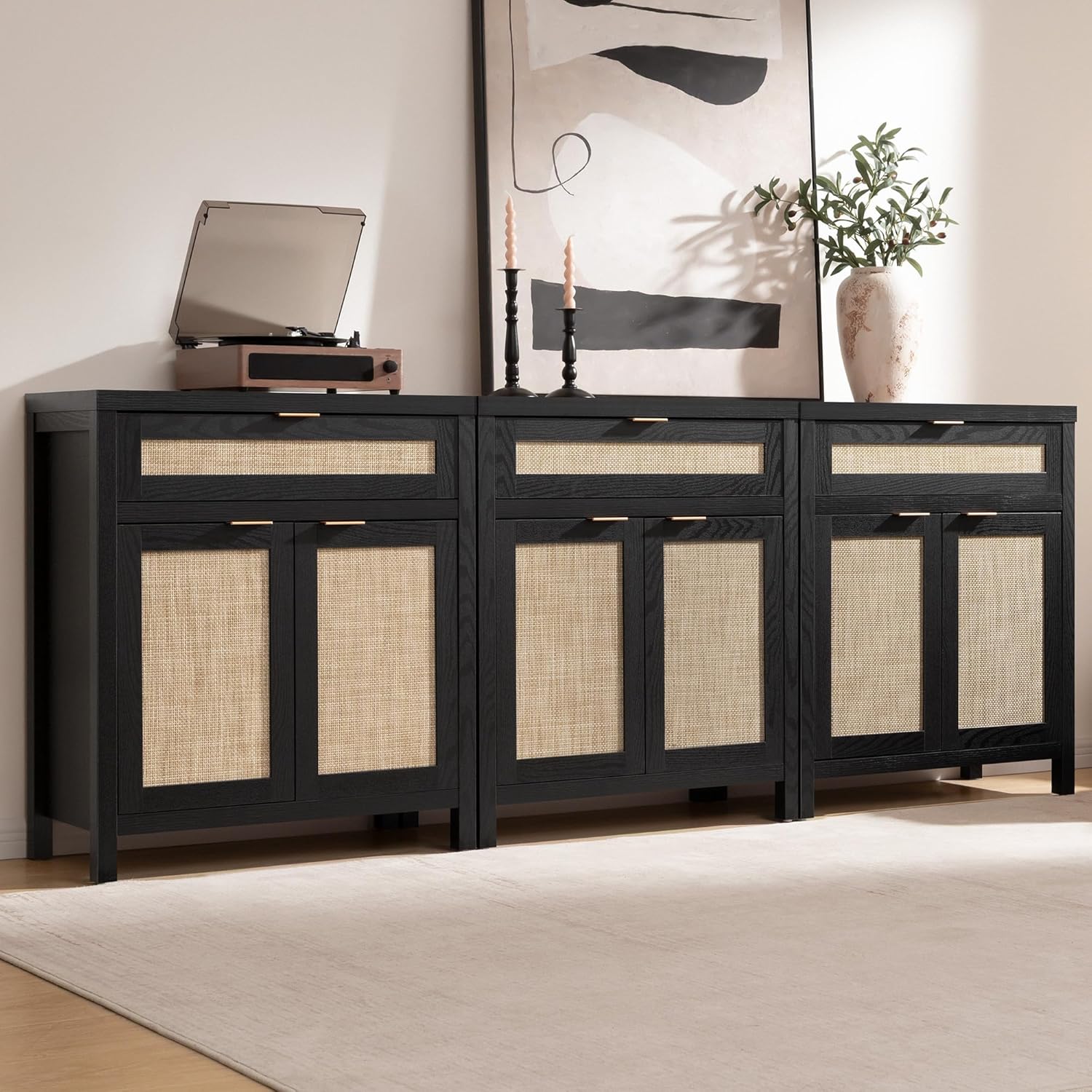 SICOTAS Sideboard Buffet Storage Cabinet Set of 3 for Modern Homes