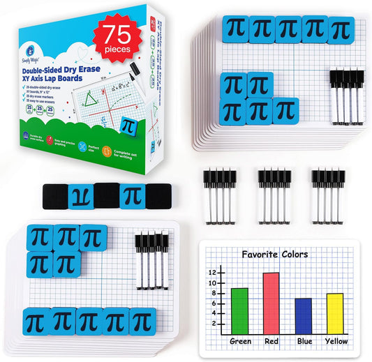 25 Pack Double-Sided Dry Erase Graph Lap Boards for Students