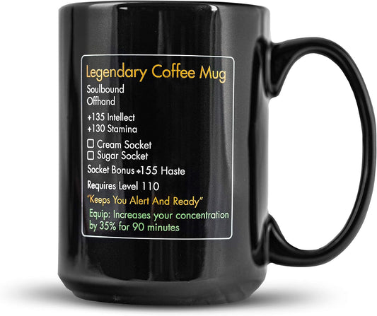 Legendary Level 110 Gamer Mug - 15oz Black Ceramic