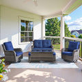 Wicker Outdoor Furniture Patio Conversation Set - 6 Piece Blue