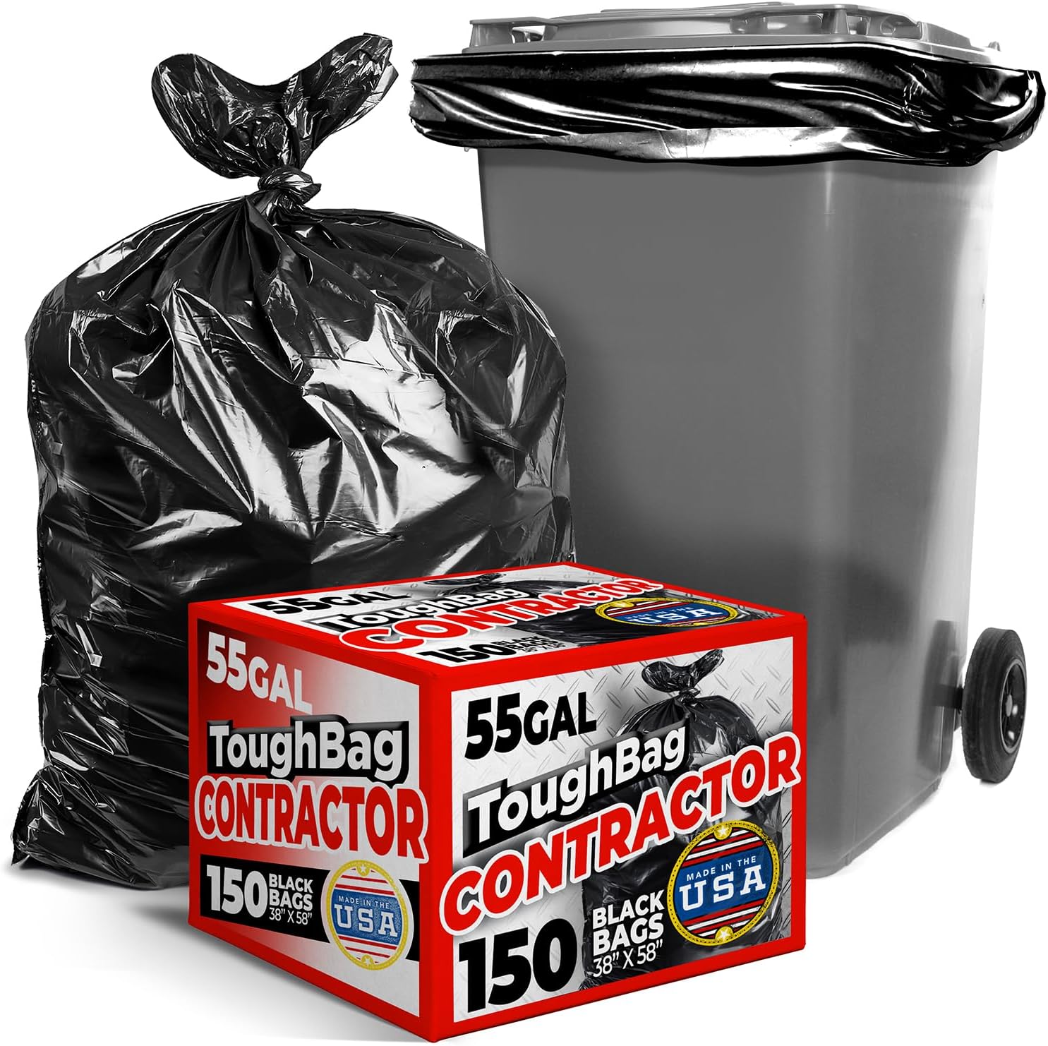 ToughBag 55-60 Gallon Heavy Duty Trash Bags for All Needs