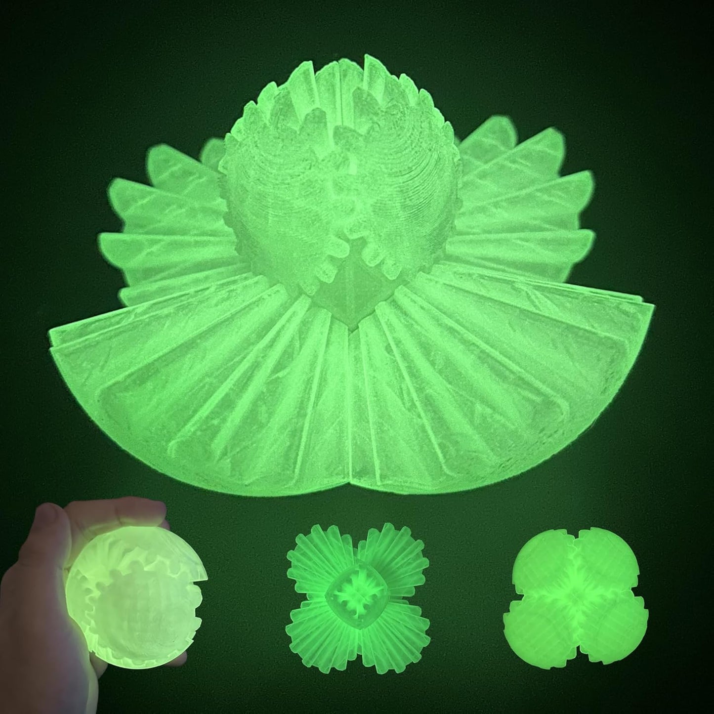 Glow Green Gear Ball: Stress Relief Fidget Toy