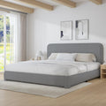 King Bed Frame and Headboard Boucle Upholstered Platform Bed - Modern